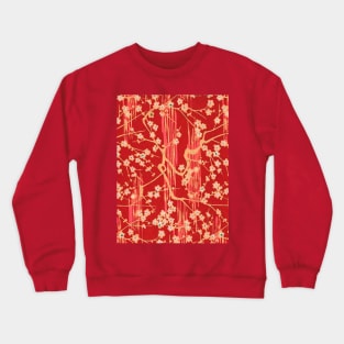 SAKURA FLOWERS IN RED Antique Japanese Floral Pattern Crewneck Sweatshirt